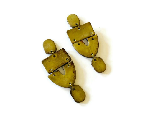 Long Red Statement Earrings Handmade, Post or Clip On Earring - "Lee"