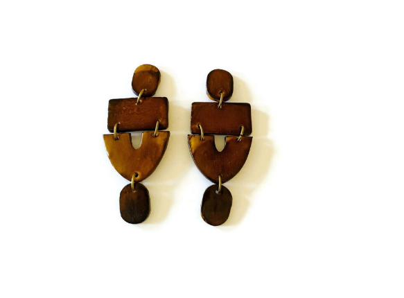 Long Red Statement Earrings Handmade, Post or Clip On Earring - "Lee"
